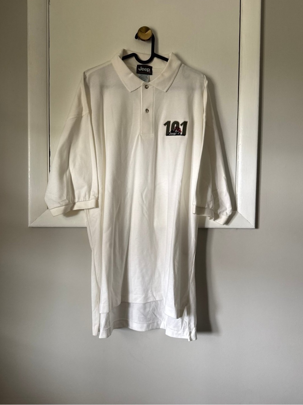 Jeep White Polo Shirt with 101 Chest Emblem